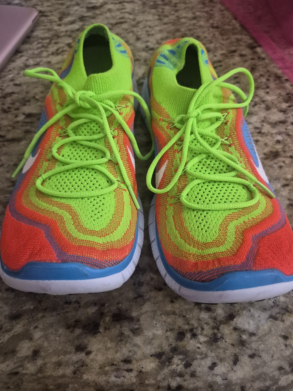 Nike Free Flyknit 5.0 Electric Green Running Shoes.